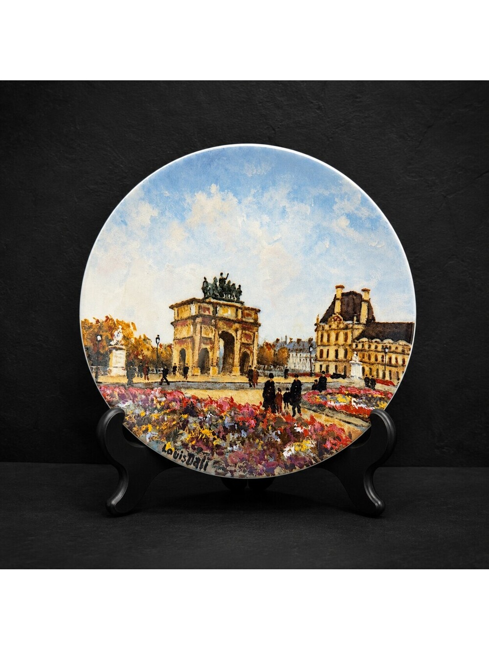 Vtg Louis Dali Limoges Tuileries Arc de Triomphe Plate COA Paris France 8.25"